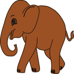 Elephant line art  with color 