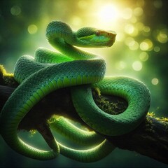 Green snake on branch