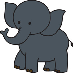 Elephant line art  with color 