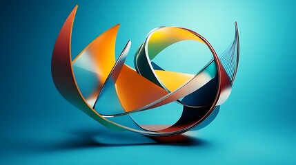 Rotating abstract 3D geometric shapes in a vivid blue background setting