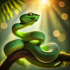 Green snake on branch