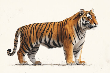 Obraz premium Majestic Siberian Tiger Standing Profile View