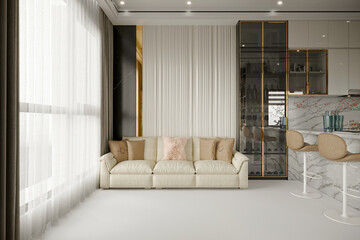 3d render living room