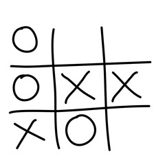 Hand drawn tic tac toe game  doodle X-O children