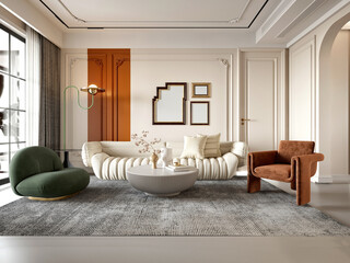 3d render living room