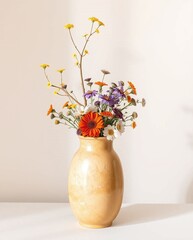 vase of flowers isolated in the room