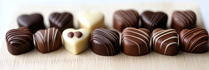 Fototapeta premium A beautiful arrangement of heart-shaped chocolates, perfect for gifting and special occasions.