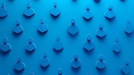 Bold glossy 3D figures arranged randomly on a bright cerulean blue gradient