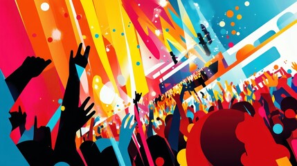 Vibrant Concert Crowd: An Explosion of Energy and Color