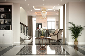 3d render living room