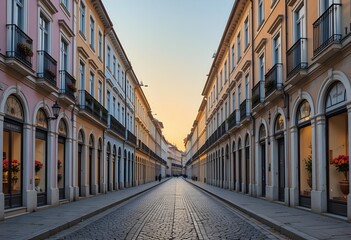 Fototapeta premium A narrow cobblestone street in an old European town - 02