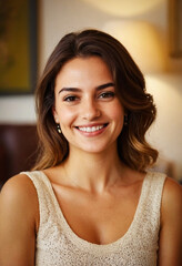 Portrait einer attraktiven italienischen jungen Frau zuhause