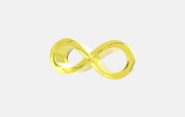 3d yellow glass infinity sign icon on isolated background