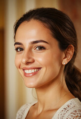 Naklejka premium Portrait einer attraktiven italienischen jungen Frau zuhause