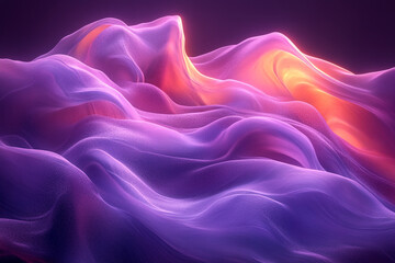 Obraz premium Abstract Purple and Orange Wave Forms Landscape