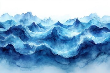 Fototapeta premium fluid abstract watercolor wave in enchanting shades of blue and turquoise capturing a serene summer vibe with gentle brush strokes and a dreamy texture perfect for a calming background