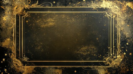 empty Certificate of completion, Diploma (design template, background) with gold grunge, old pattern, stars, frame. Golden Certificate of Achievement, coupon, award, winner