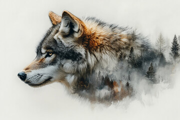 Majestic Wolf Portrait Embracing Misty Forest Scene