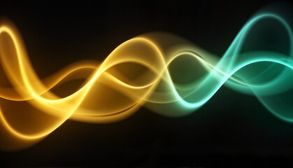 Abstract light waves in motion against a dark background
