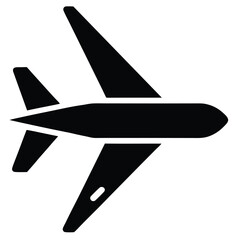 A basic airplane icon with clean lines and a side view, vector design