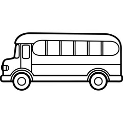 Clean Line Art of a Classic School Bus