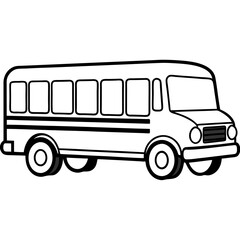 Clean Line Art of a Classic School Bus