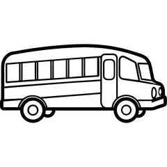 Clean Line Art of a Classic School Bus