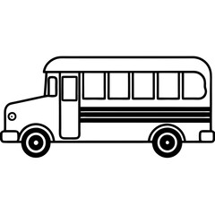 Clean Line Art of a Classic School Bus