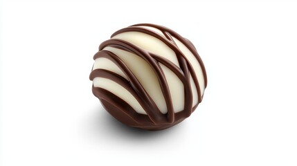 Luxurious Smooth Chocolate Truffle on White Background with Elegant Drizzle Design for Gourmet Treats
