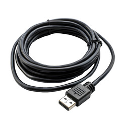 Close-up of a USB cable with standard A and micro-USB standard B connectors isolated