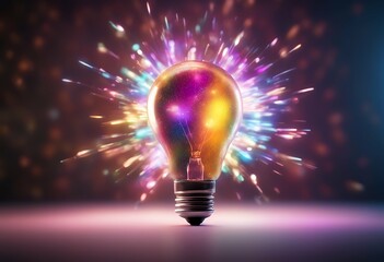amazing ai colourful rendering generative light explosion 3d bulb background