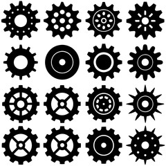 Collection of Black and White Gear Icons