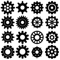 Collection of Black and White Gear Icons