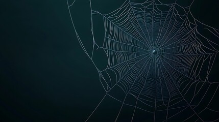 Dew Covered Spiderweb Against Dark Background