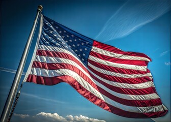Obraz premium American Flag on Blue Background