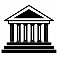 Bank Building Silhouette Vector Art