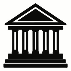 Bank Building Silhouette Vector Art