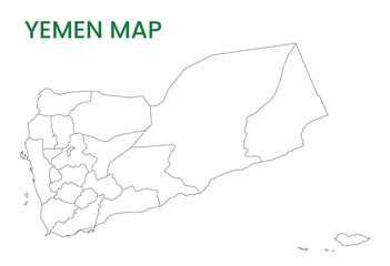 High detailed map of Yemen. Outline map of Yemen. Asia