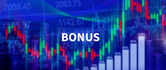 Fototapeta premium Bonus concept, suggests additional reward or incentive provided to individuals based on their performance or achievement. saving and manage money to success business