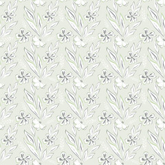 Seamless delicate retro floral pattern in pastel colors.