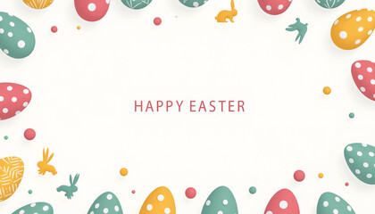 Easter celebration with colorful eggs and bunnies