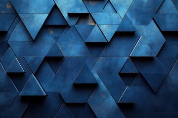 Fototapeta premium geometric background featuring dynamic blue triangles layered in a sleek modern style giving an impression of depth and technology the overall feel is vibrant and professional