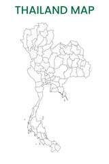 High detailed map of Thailand. Outline map of Thailand. Asia