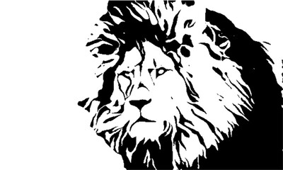 lion face stencil art silhouette