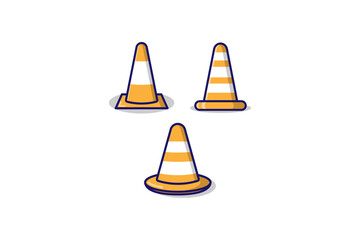 Roadside barriers icon vector illustration. warning and stop sings, cartoon style.

