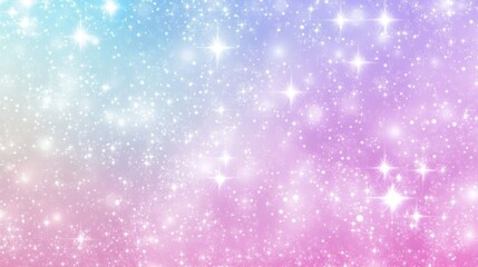 Pastel galaxy background with sparkling stars and soft light.