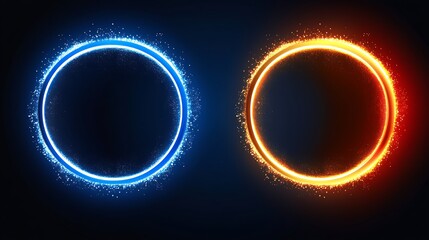 Glowing Circular Light Frames Blue And Orange