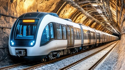 Obraz premium Modern High-Speed Train in a Tunnel