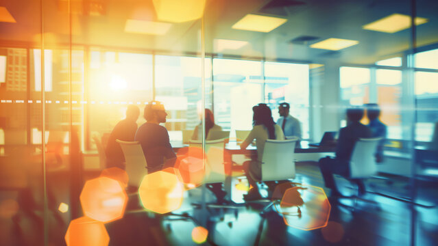 People silhouettes working together in office conference room, business strategy teamwork brainstorming