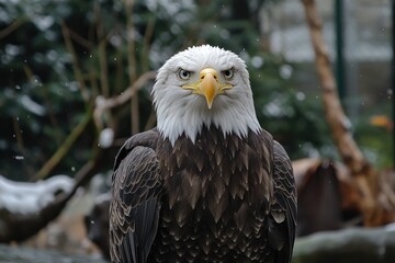 Obraz premium Majestic Bald Eagle Portrait Winter Setting